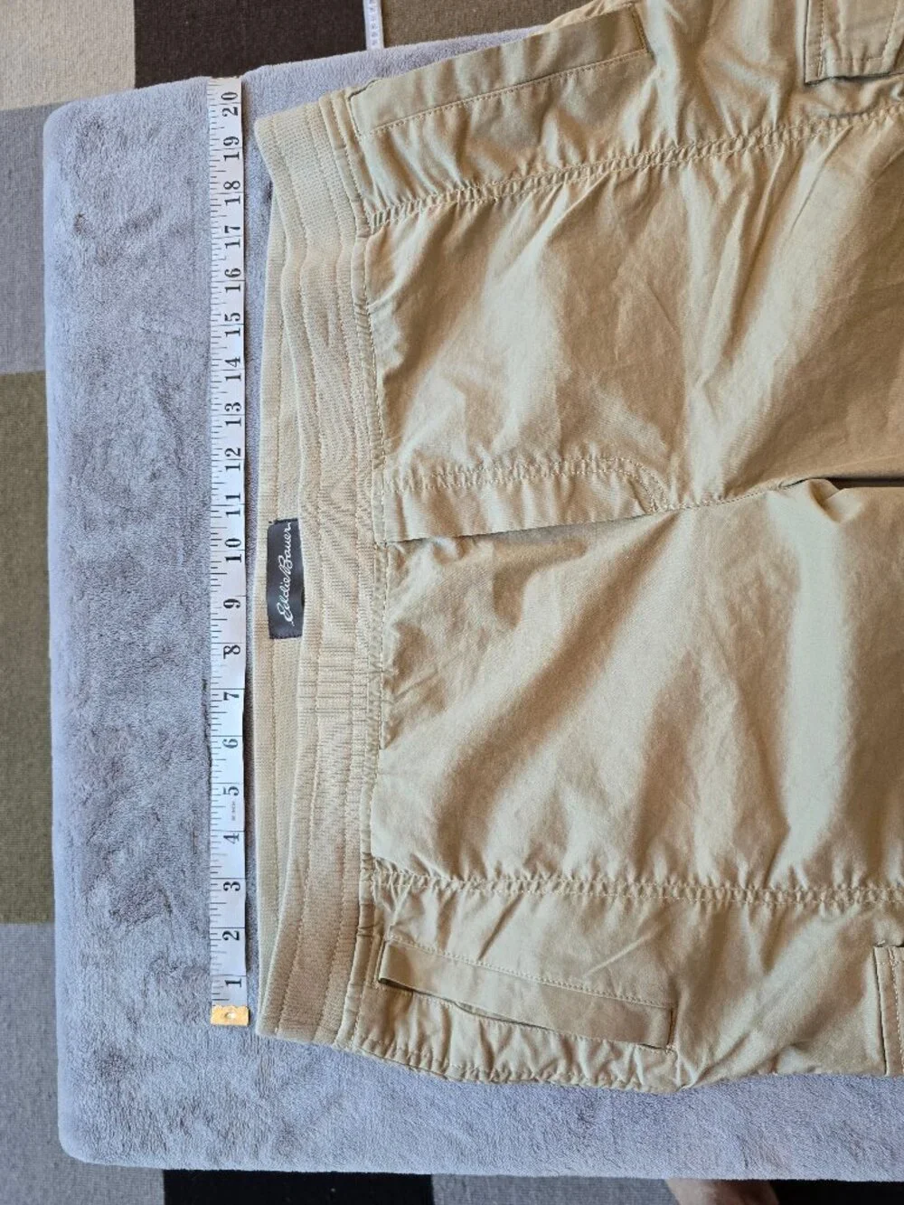 NWT Eddie Bauer Travex Woman's Ruched Capri Pantgs Beige Hiking Crop size 18 - Picture 5 of 6